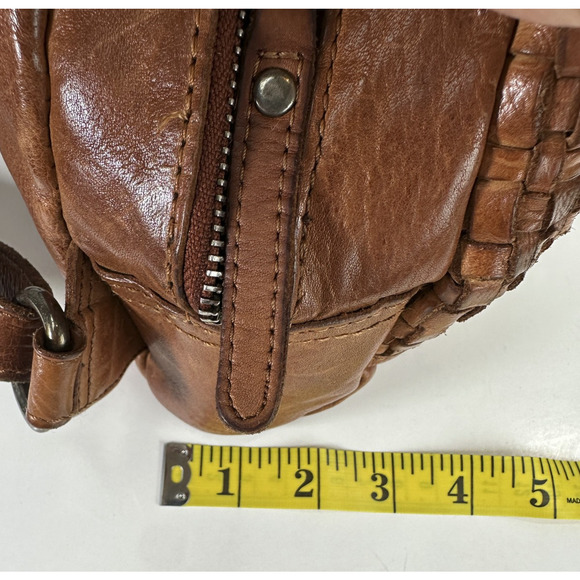 Vilenca Distressed Holland Emilia Woven Leather Backpack Purse Cognac Brown Boho - Picture 9 of 16